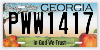 GA license plate PWW1417