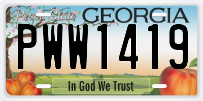 GA license plate PWW1419