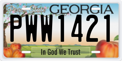 GA license plate PWW1421