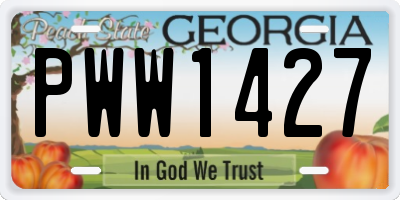 GA license plate PWW1427