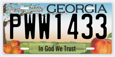 GA license plate PWW1433