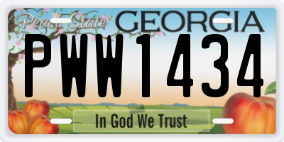 GA license plate PWW1434