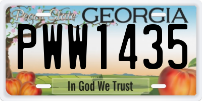 GA license plate PWW1435