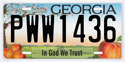 GA license plate PWW1436