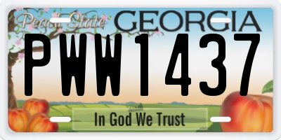 GA license plate PWW1437