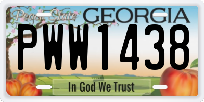 GA license plate PWW1438