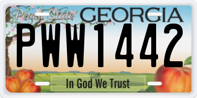 GA license plate PWW1442