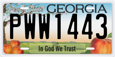 GA license plate PWW1443