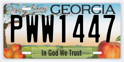 GA license plate PWW1447