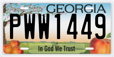 GA license plate PWW1449