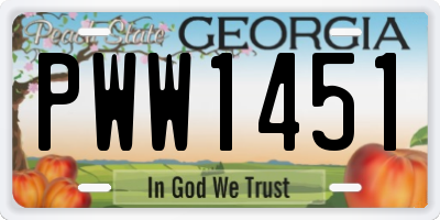 GA license plate PWW1451