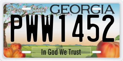 GA license plate PWW1452