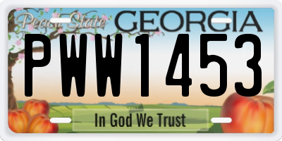 GA license plate PWW1453