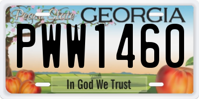 GA license plate PWW1460