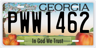 GA license plate PWW1462