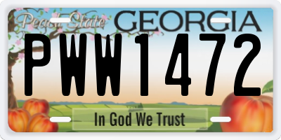 GA license plate PWW1472