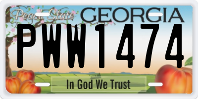 GA license plate PWW1474