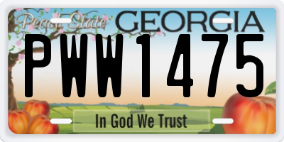 GA license plate PWW1475