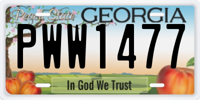 GA license plate PWW1477