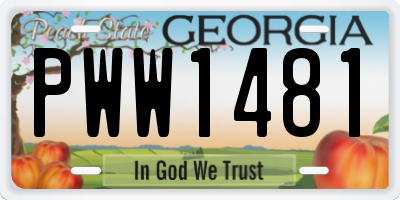 GA license plate PWW1481