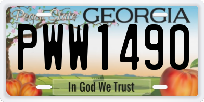 GA license plate PWW1490