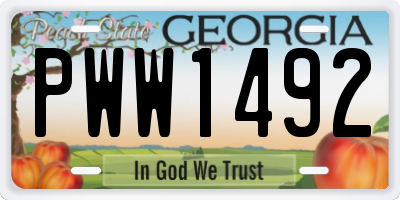 GA license plate PWW1492