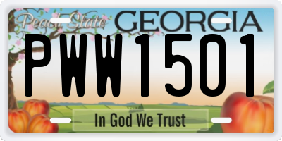 GA license plate PWW1501