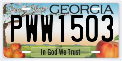 GA license plate PWW1503