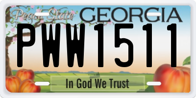 GA license plate PWW1511