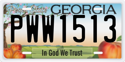 GA license plate PWW1513