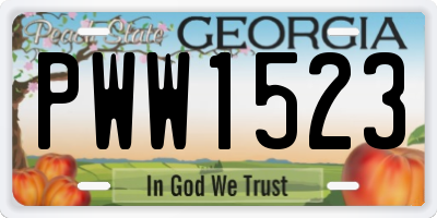 GA license plate PWW1523