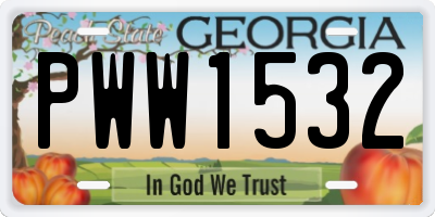GA license plate PWW1532
