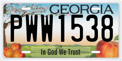 GA license plate PWW1538