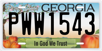 GA license plate PWW1543