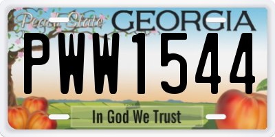 GA license plate PWW1544