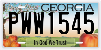 GA license plate PWW1545