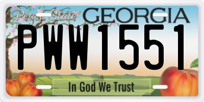 GA license plate PWW1551