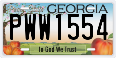 GA license plate PWW1554