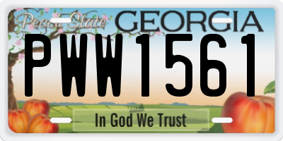 GA license plate PWW1561