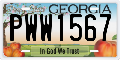 GA license plate PWW1567