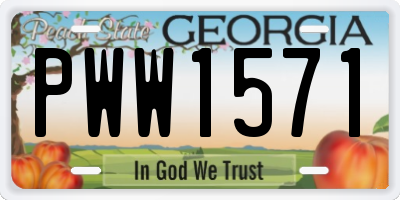 GA license plate PWW1571