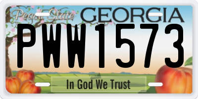GA license plate PWW1573