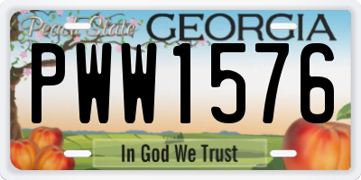 GA license plate PWW1576