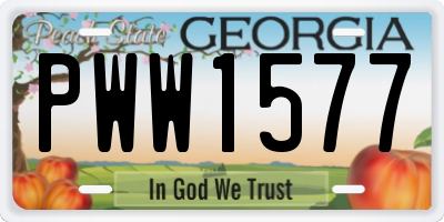 GA license plate PWW1577