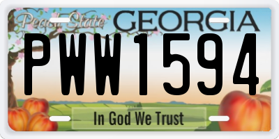 GA license plate PWW1594