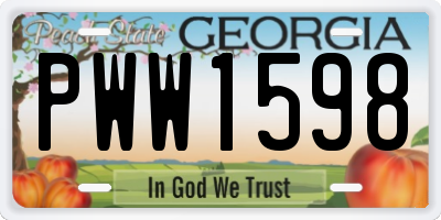 GA license plate PWW1598