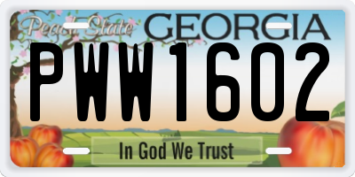 GA license plate PWW1602