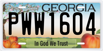 GA license plate PWW1604
