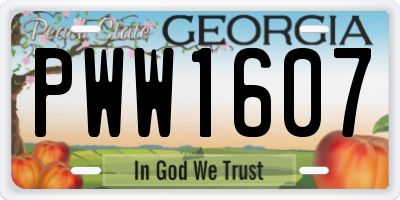 GA license plate PWW1607