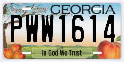 GA license plate PWW1614